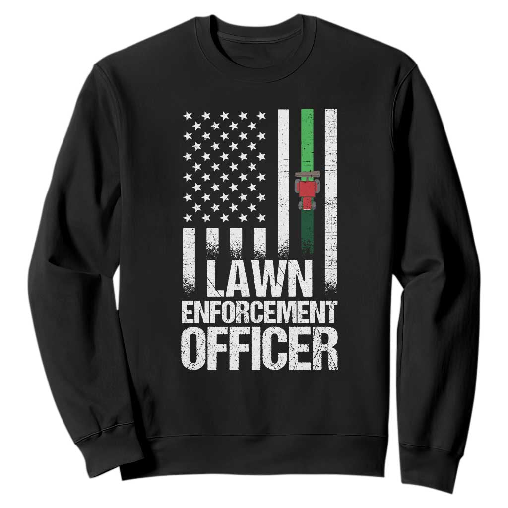 Funny Lawn Enforcement Officer Sweatshirt Gardening Lawn Mower American Flag TS11 Black Print Your Wear