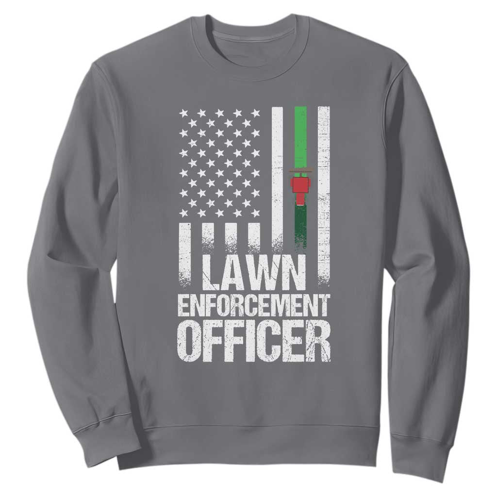 Funny Lawn Enforcement Officer Sweatshirt Gardening Lawn Mower American Flag TS11 Charcoal Print Your Wear