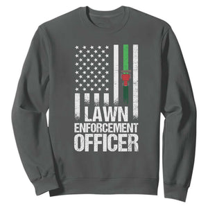 Funny Lawn Enforcement Officer Sweatshirt Gardening Lawn Mower American Flag TS11 Dark Heather Print Your Wear