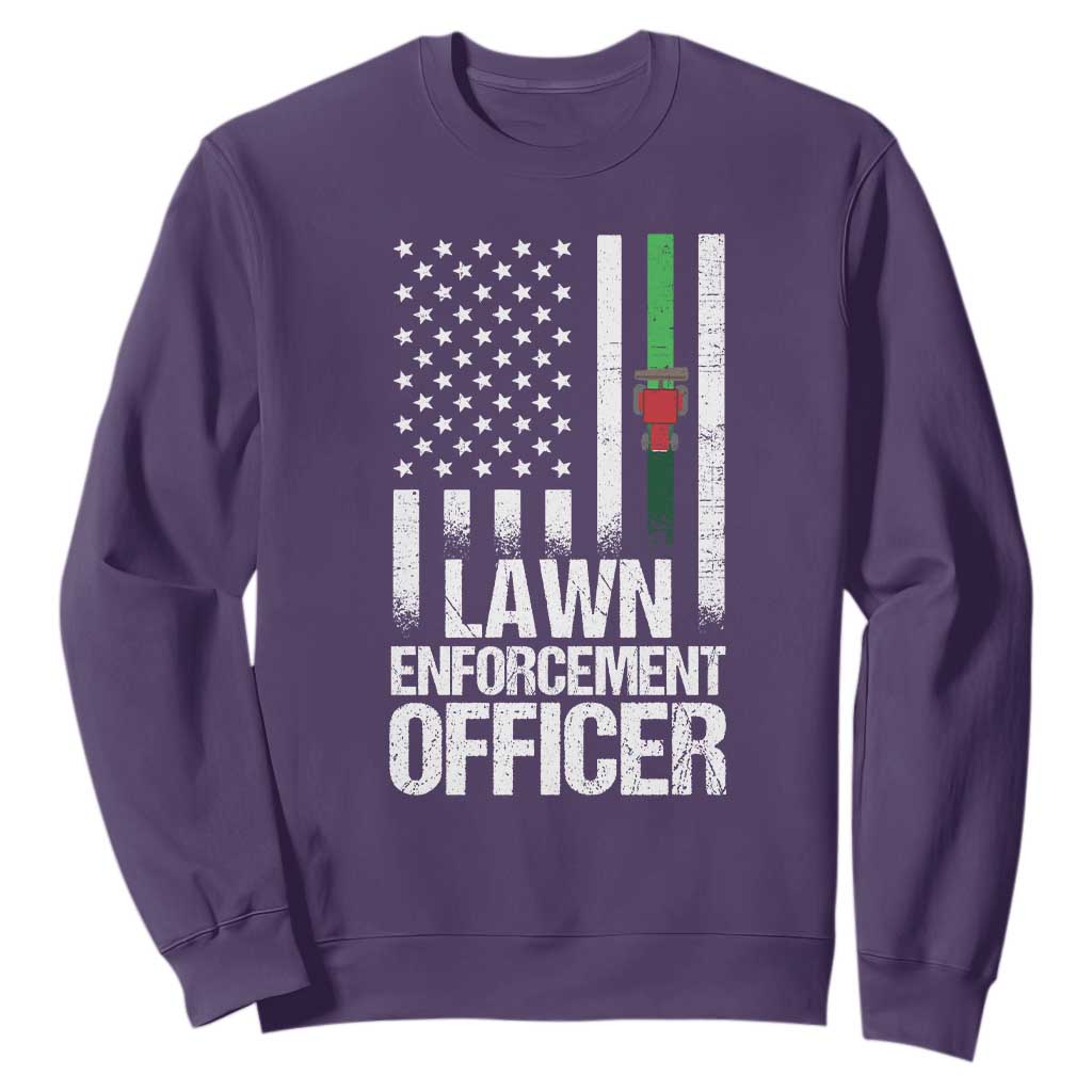 Funny Lawn Enforcement Officer Sweatshirt Gardening Lawn Mower American Flag TS11 Purple Print Your Wear