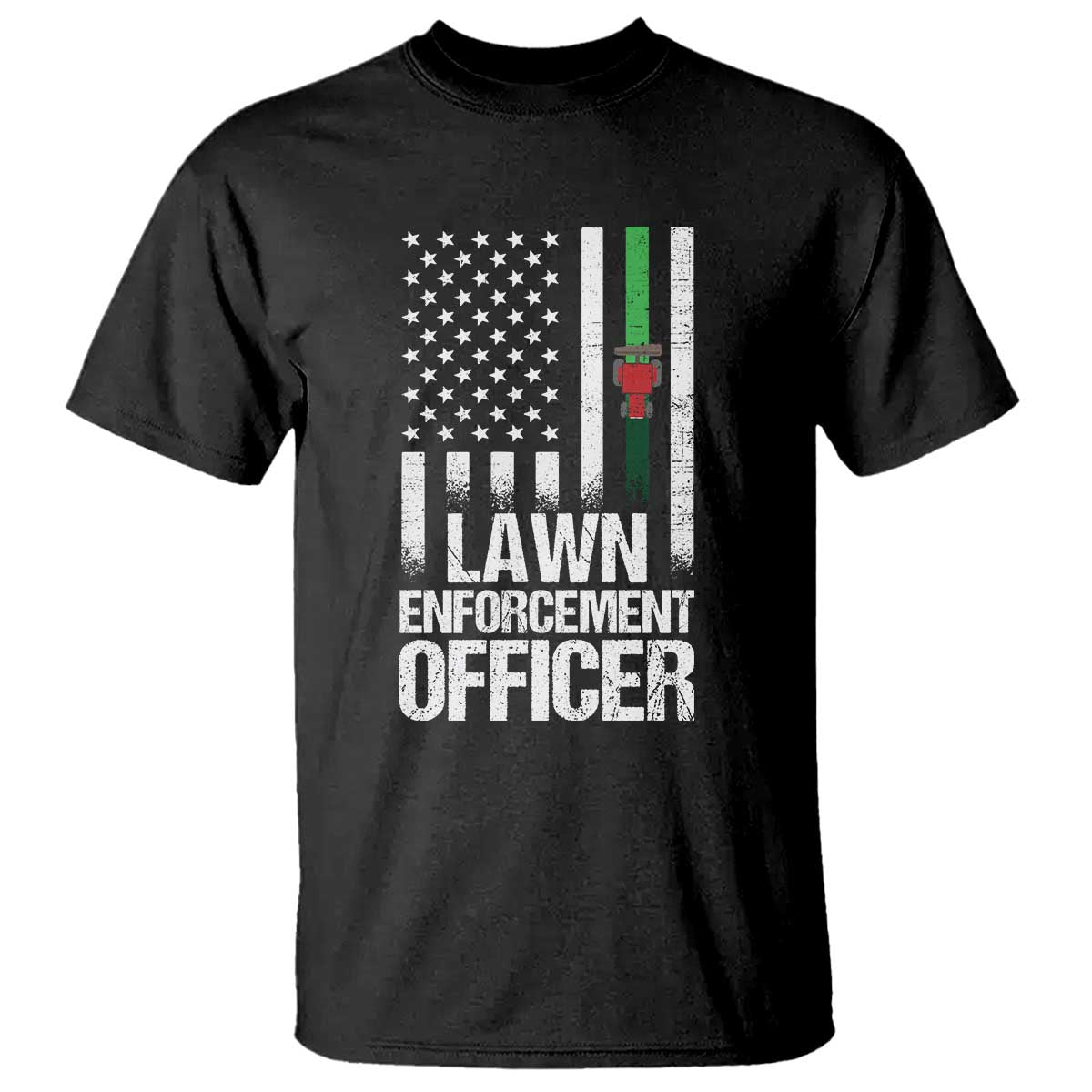 Funny Lawn Enforcement Officer T Shirt Gardening Lawn Mower American Flag TS11 Black Print Your Wear