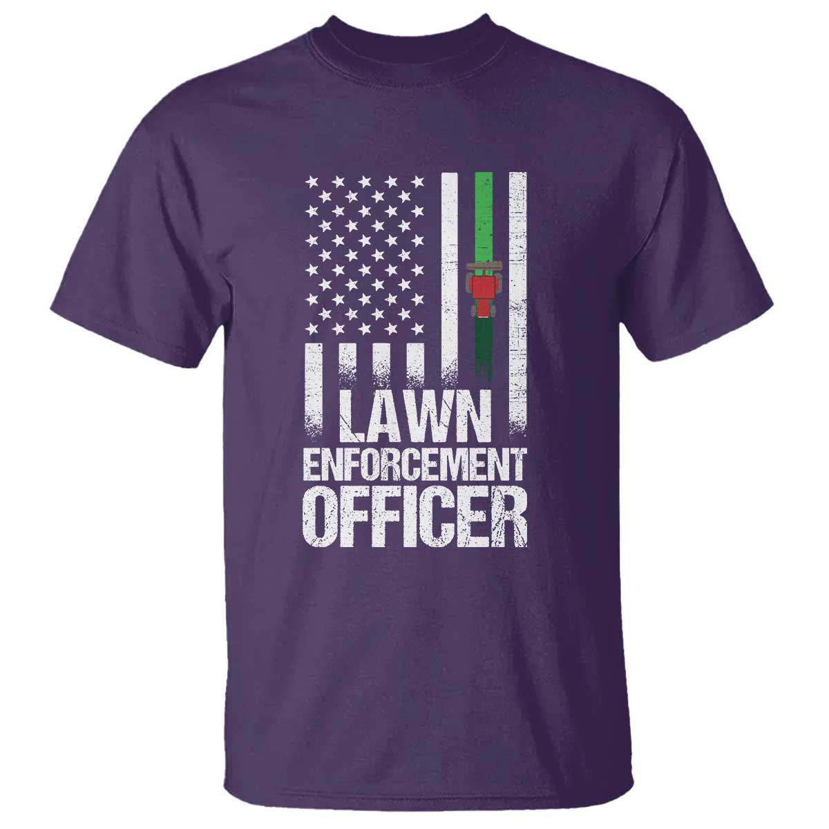 Funny Lawn Enforcement Officer T Shirt Gardening Lawn Mower American Flag TS11 Purple Print Your Wear