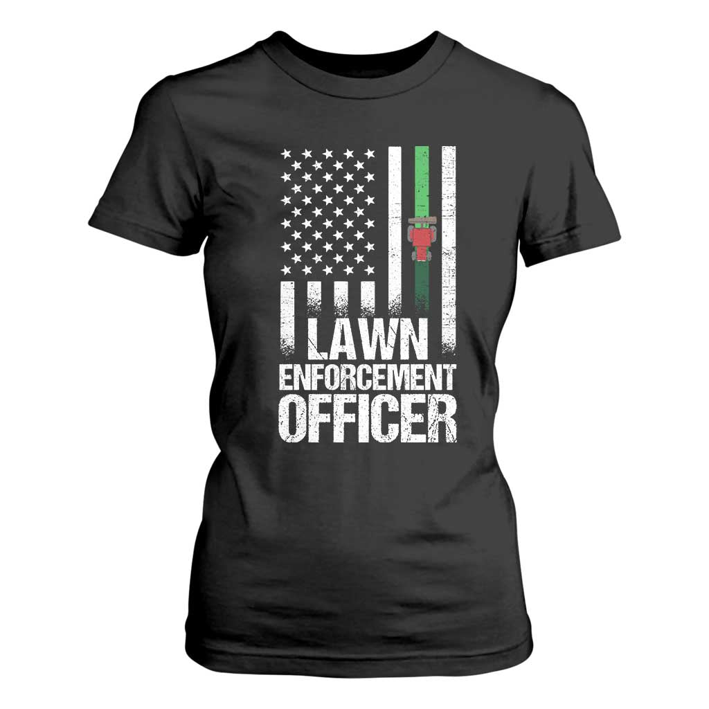 Funny Lawn Enforcement Officer T Shirt For Women Gardening Lawn Mower American Flag TS11 Black Print Your Wear