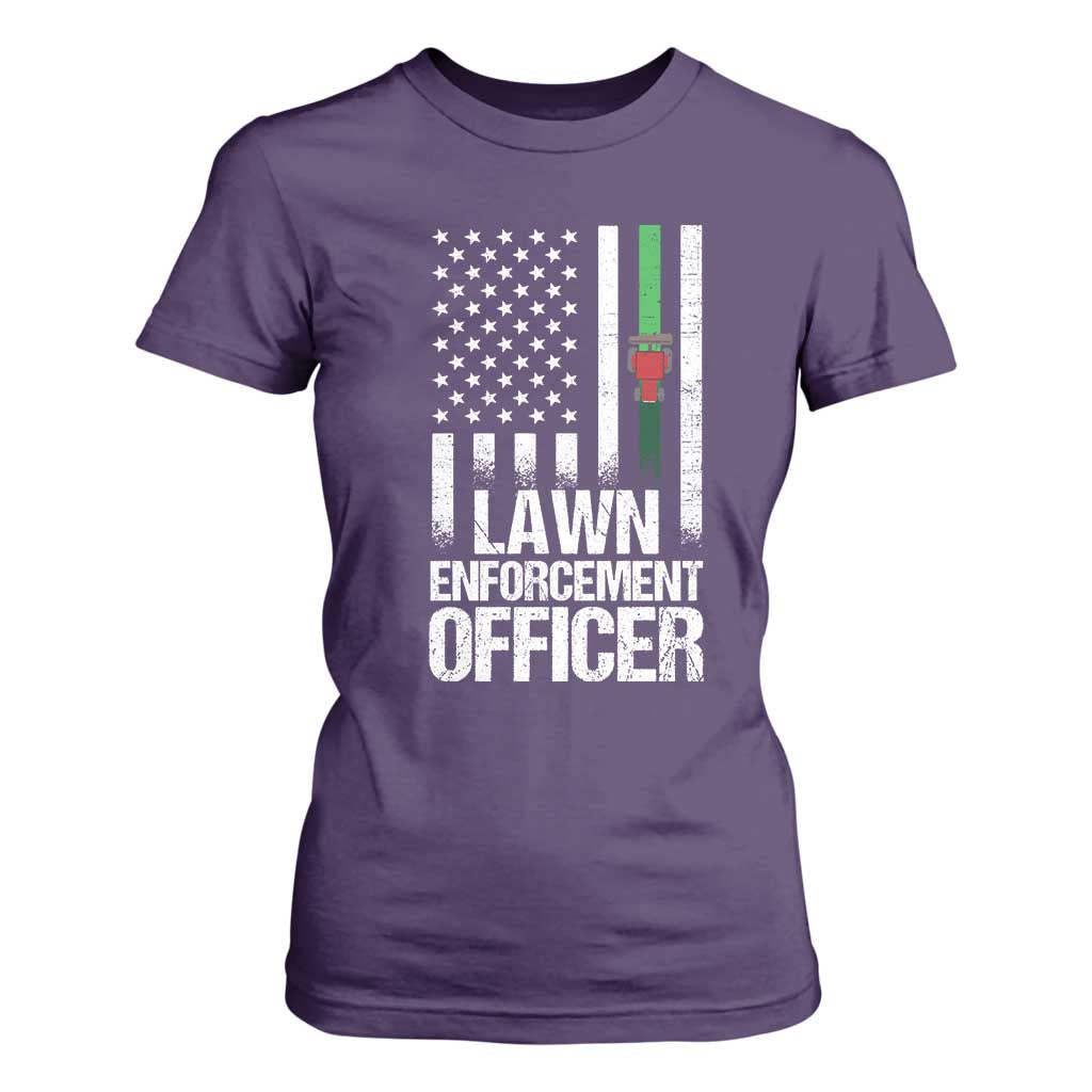 Funny Lawn Enforcement Officer T Shirt For Women Gardening Lawn Mower American Flag TS11 Purple Print Your Wear