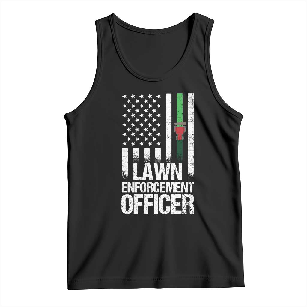 Funny Lawn Enforcement Officer Tank Top Gardening Lawn Mower American Flag TS11 Black Print Your Wear
