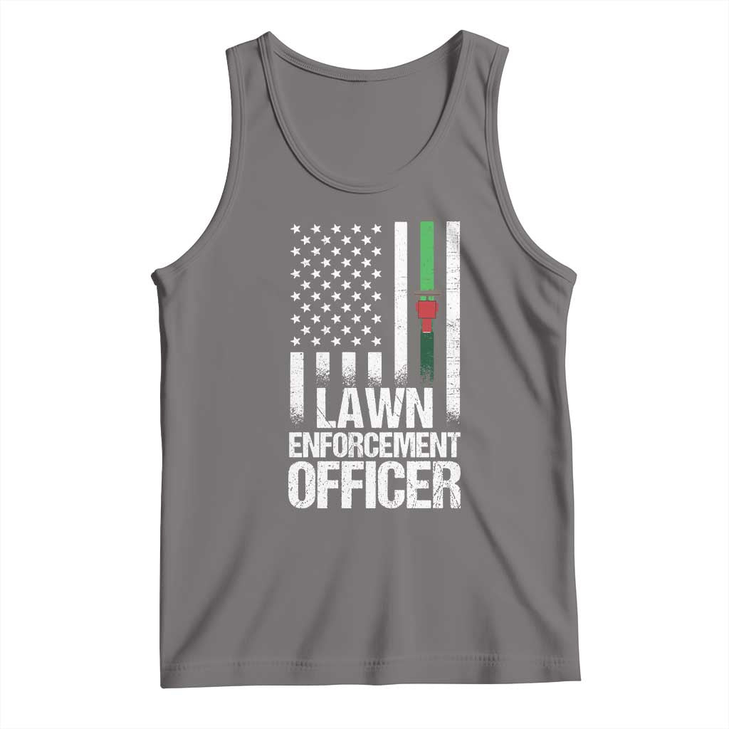 Funny Lawn Enforcement Officer Tank Top Gardening Lawn Mower American Flag TS11 Deep Heather Print Your Wear