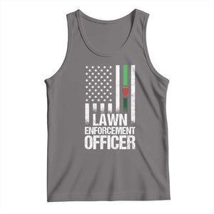 Funny Lawn Enforcement Officer Tank Top Gardening Lawn Mower American Flag TS11 Deep Heather Print Your Wear
