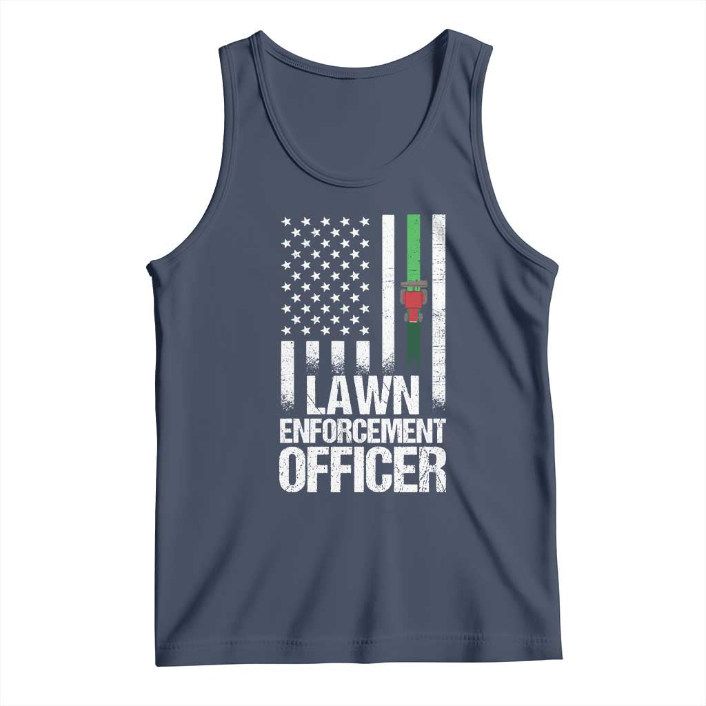 Funny Lawn Enforcement Officer Tank Top Gardening Lawn Mower American Flag TS11 Navy Print Your Wear