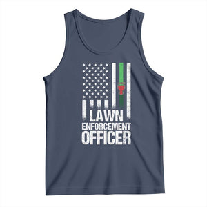 Funny Lawn Enforcement Officer Tank Top Gardening Lawn Mower American Flag TS11 Navy Print Your Wear