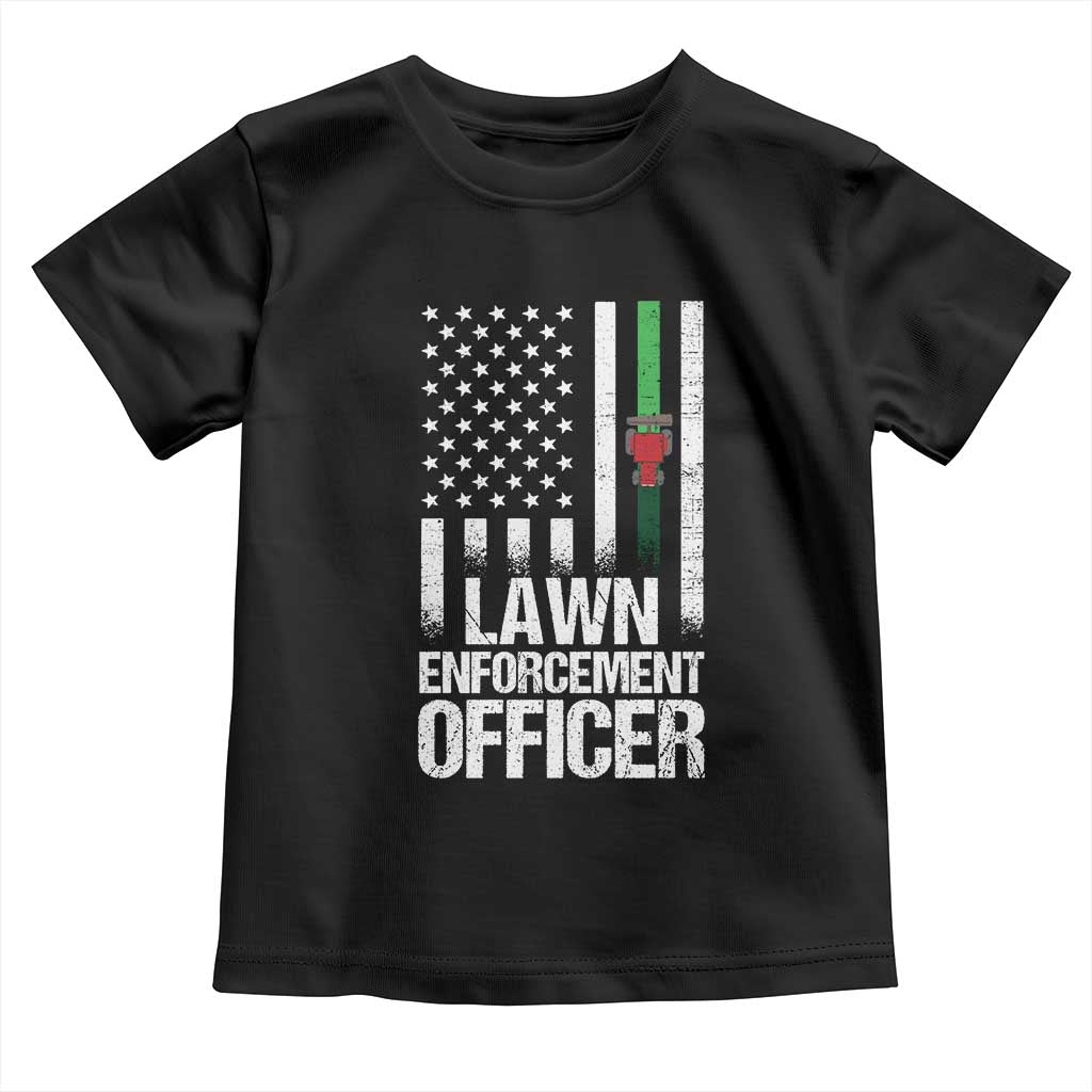 Funny Lawn Enforcement Officer Toddler T Shirt Gardening Lawn Mower American Flag TS11 Black Print Your Wear