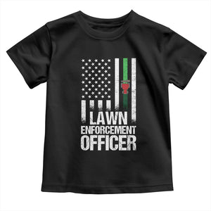 Funny Lawn Enforcement Officer Toddler T Shirt Gardening Lawn Mower American Flag TS11 Black Print Your Wear