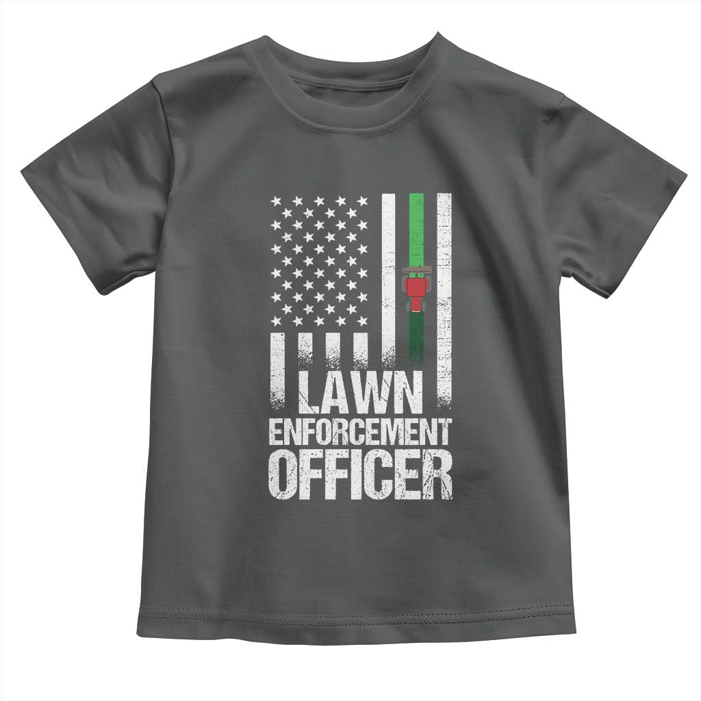 Funny Lawn Enforcement Officer Toddler T Shirt Gardening Lawn Mower American Flag TS11 Dark Heather Print Your Wear