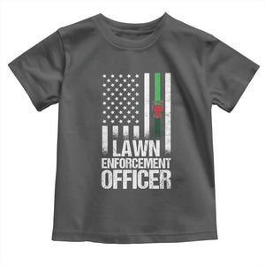 Funny Lawn Enforcement Officer Toddler T Shirt Gardening Lawn Mower American Flag TS11 Dark Heather Print Your Wear