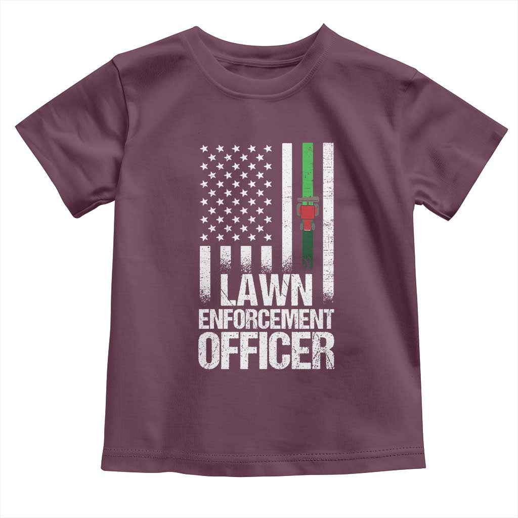 Funny Lawn Enforcement Officer Toddler T Shirt Gardening Lawn Mower American Flag TS11 Maroon Print Your Wear