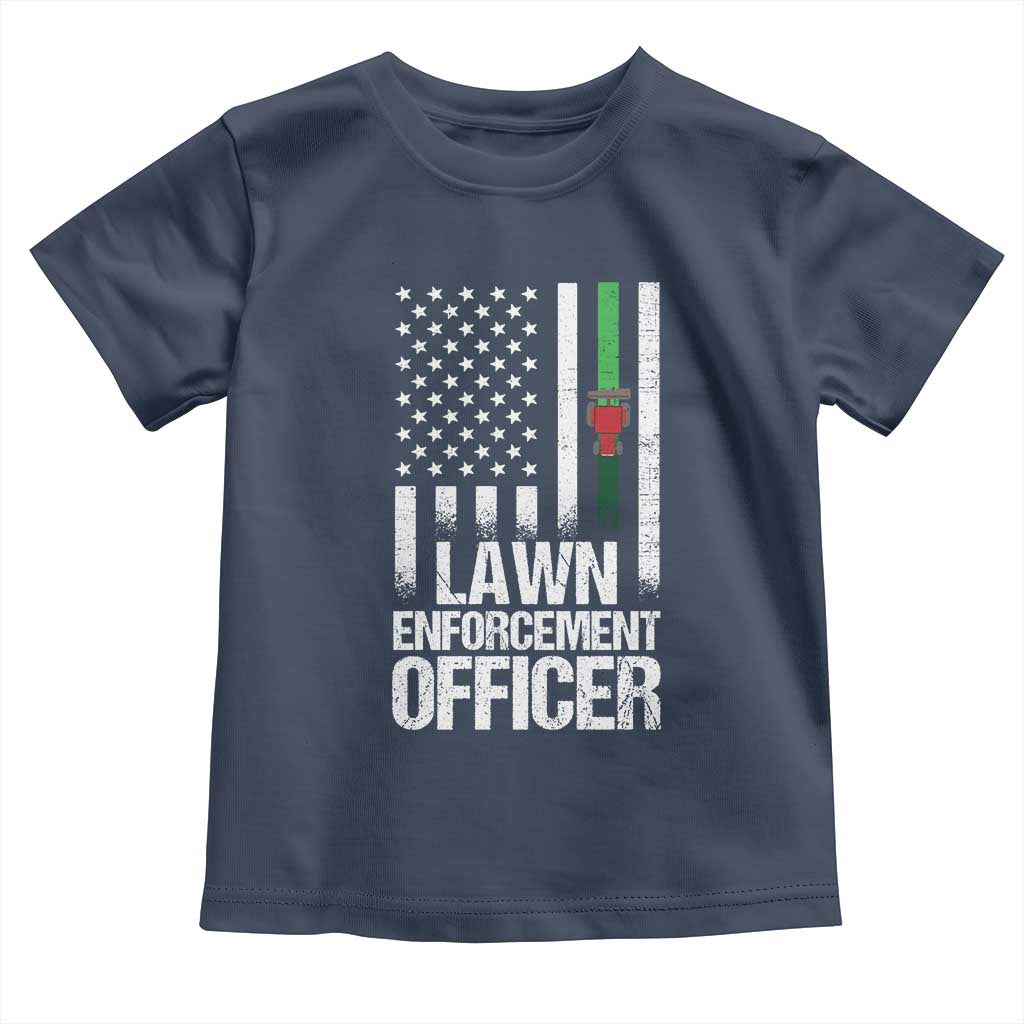 Funny Lawn Enforcement Officer Toddler T Shirt Gardening Lawn Mower American Flag TS11 Navy Print Your Wear