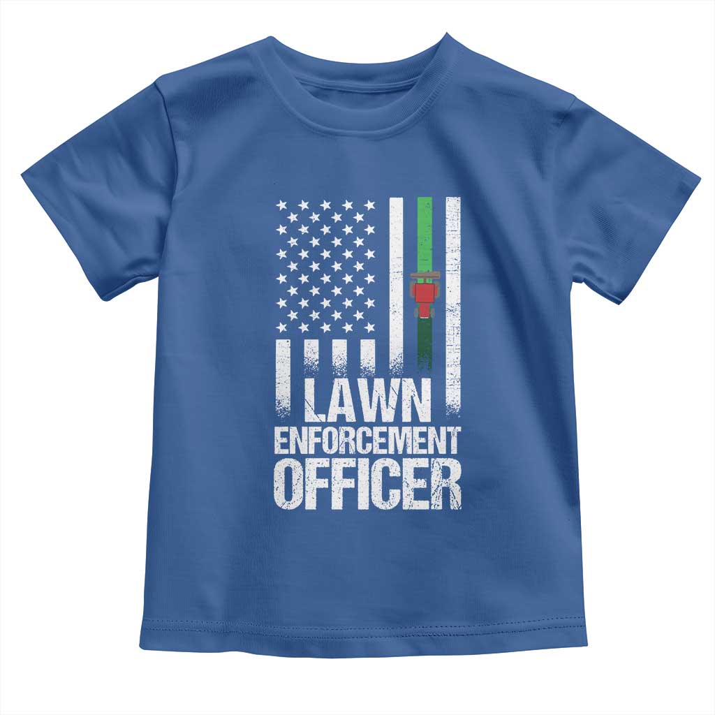 Funny Lawn Enforcement Officer Toddler T Shirt Gardening Lawn Mower American Flag TS11 Royal Blue Print Your Wear