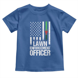 Funny Lawn Enforcement Officer Toddler T Shirt Gardening Lawn Mower American Flag TS11 Royal Blue Print Your Wear