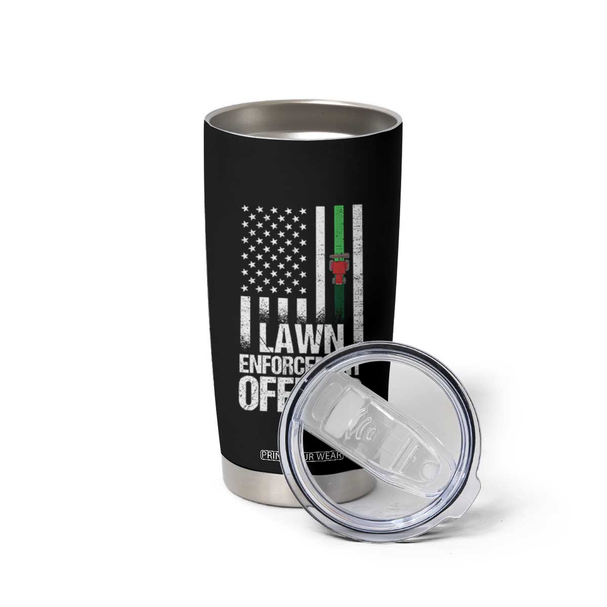 Funny Lawn Enforcement Officer Tumbler Cup Gardening Lawn Mower American Flag TS11 Print Your Wear