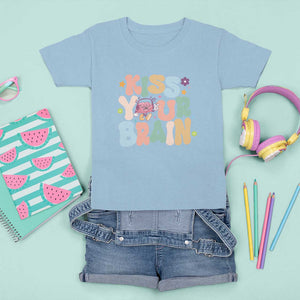 Funny Special Education Teacher T Shirt For Kid Kiss Your Brain Retro Groove Flower Star TS11 Light Blue Print Your Wear