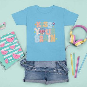 Funny Special Education Teacher T Shirt For Kid Kiss Your Brain Retro Groove Flower Star TS11 Sky Print Your Wear