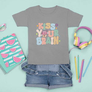 Funny Special Education Teacher T Shirt For Kid Kiss Your Brain Retro Groove Flower Star TS11 Sport Gray Print Your Wear