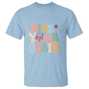 Funny Special Education Teacher T Shirt Kiss Your Brain Retro Groove Flower Star TS11 Light Blue Print Your Wear