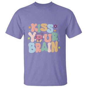 Funny Special Education Teacher T Shirt Kiss Your Brain Retro Groove Flower Star TS11 Violet Print Your Wear