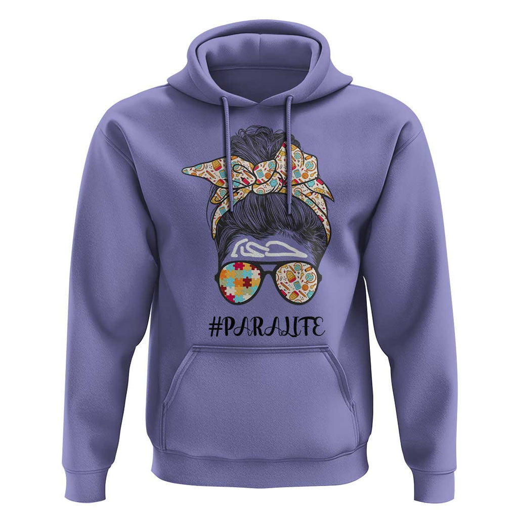 Paraprofessional Teacher Hoodie Para Life Messy Bun Sunglasses School Supplies TS11 Violet Print Your Wear