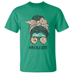 Paraprofessional Teacher T Shirt Para Life Messy Bun Sunglasses School Supplies TS11 Irish Green Print Your Wear