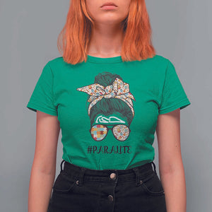 Paraprofessional Teacher T Shirt For Women Para Life Messy Bun Sunglasses School Supplies TS11 Irish Green Print Your Wear