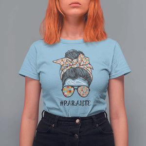Paraprofessional Teacher T Shirt For Women Para Life Messy Bun Sunglasses School Supplies TS11 Light Blue Print Your Wear