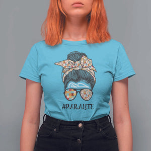 Paraprofessional Teacher T Shirt For Women Para Life Messy Bun Sunglasses School Supplies TS11 Sky Print Your Wear