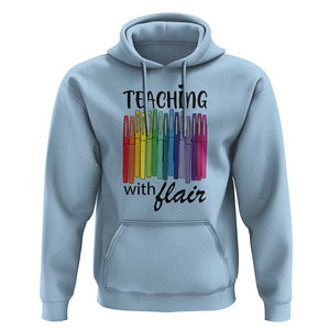 Funny Teacher Hoodie Teaching With Flair Colorful Pen Back To School TS11 Light Blue Print Your Wear