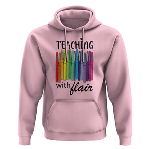 Funny Teacher Hoodie Teaching With Flair Colorful Pen Back To School TS11 Light Pink Print Your Wear