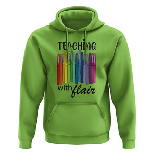 Funny Teacher Hoodie Teaching With Flair Colorful Pen Back To School TS11 Lime Print Your Wear