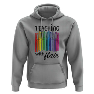 Funny Teacher Hoodie Teaching With Flair Colorful Pen Back To School TS11 Sport Gray Print Your Wear