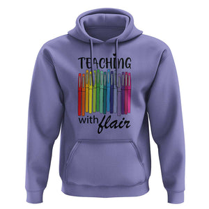 Funny Teacher Hoodie Teaching With Flair Colorful Pen Back To School TS11 Violet Print Your Wear