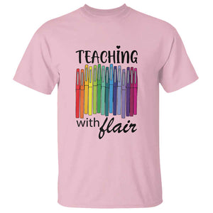 Funny Teacher T Shirt Teaching With Flair Colorful Pen Back To School TS11 Light Pink Print Your Wear
