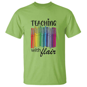 Funny Teacher T Shirt Teaching With Flair Colorful Pen Back To School TS11 Lime Print Your Wear