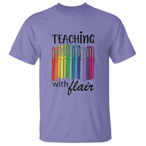 Funny Teacher T Shirt Teaching With Flair Colorful Pen Back To School TS11 Violet Print Your Wear