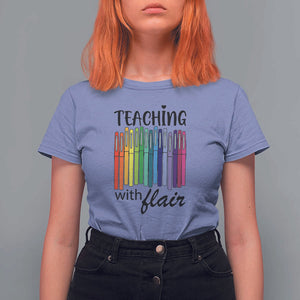 Funny Teacher T Shirt For Women Teaching With Flair Colorful Pen Back To School TS11 Violet Print Your Wear