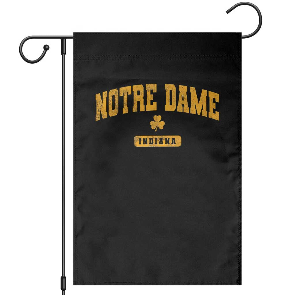 Notre Dame Indiana Garden Flag Vintage Varsity Sports IN State Gold Shamrock TS11 Black Print Your Wear