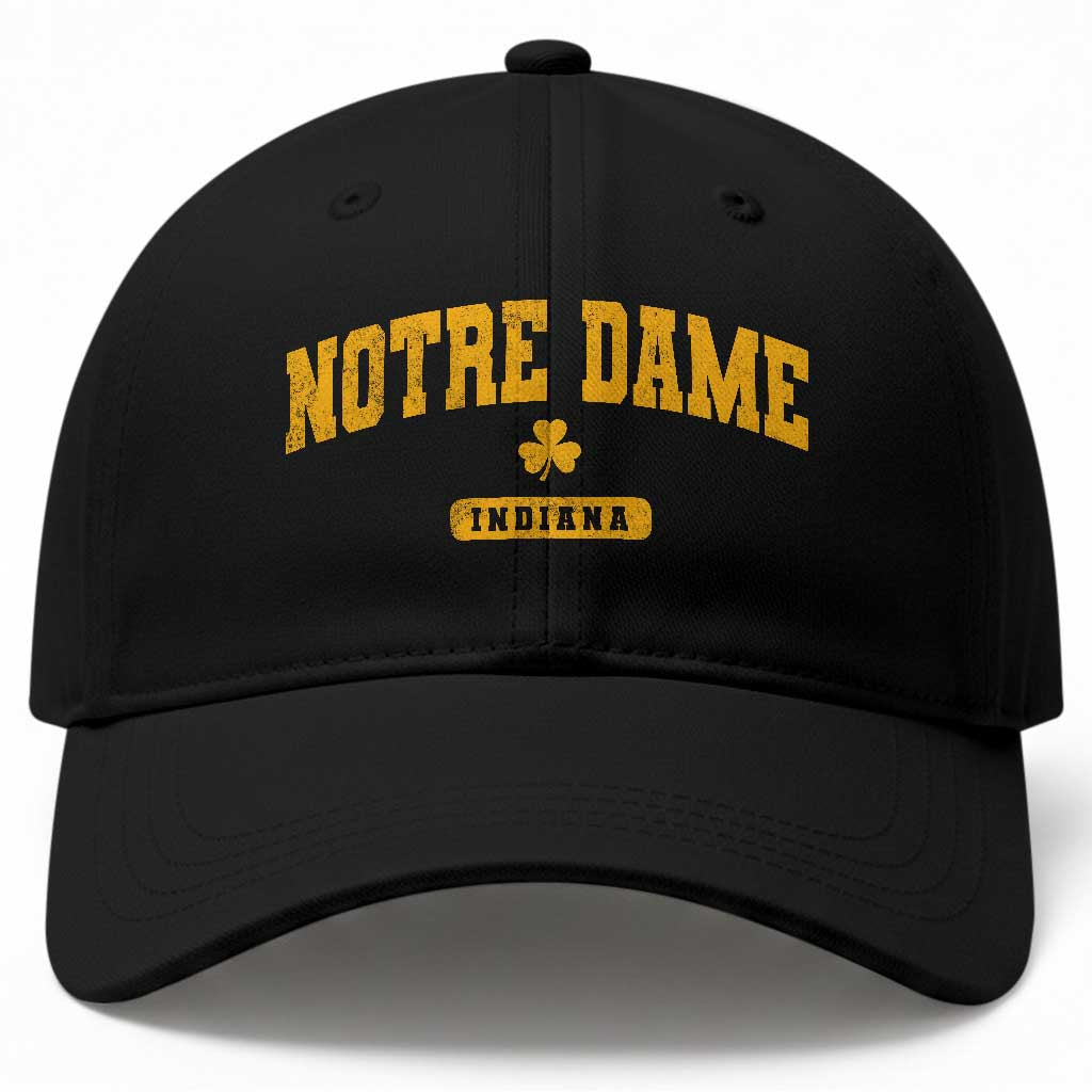 Notre Dame Indiana Baseball Cap Vintage Varsity Sports IN State Gold Shamrock TS11 Print Your Wear