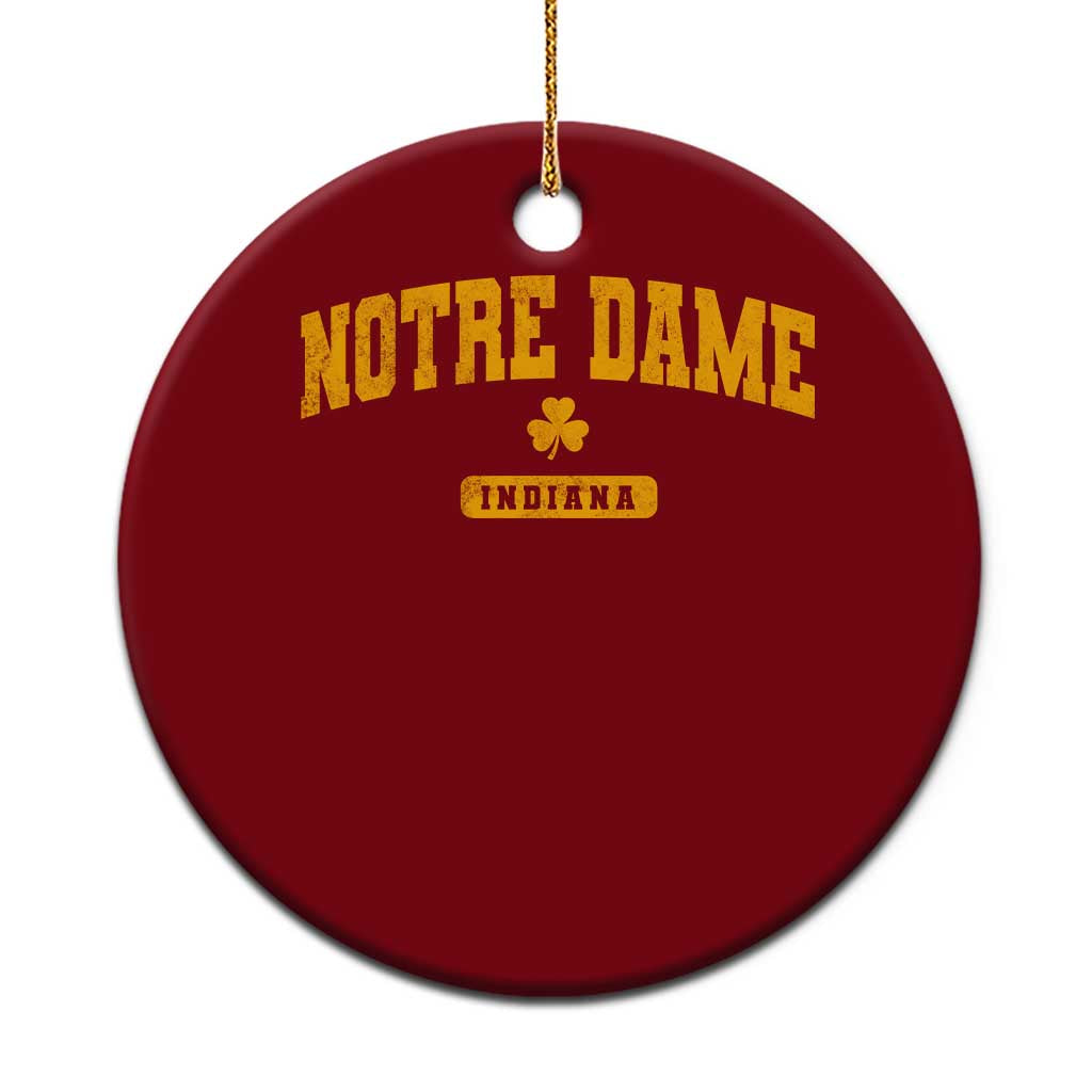Notre Dame Indiana Ceramic Ornament Vintage Varsity Sports IN State Gold Shamrock TS11 1pc Red Print Your Wear