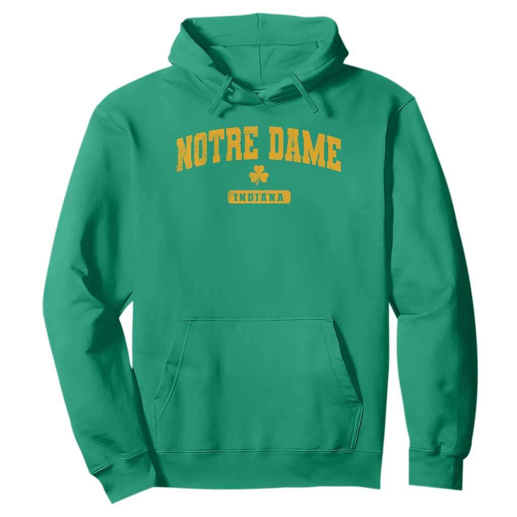 Notre Dame Indiana Hoodie Vintage Varsity Sports IN State Gold Shamrock TS11 Irish Green Print Your Wear