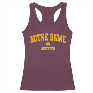 Notre Dame Indiana Racerback Tank Top Vintage Varsity Sports IN State Gold Shamrock