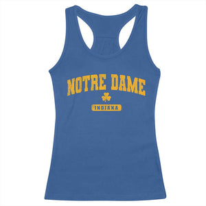 Notre Dame Indiana Racerback Tank Top Vintage Varsity Sports IN State Gold Shamrock
