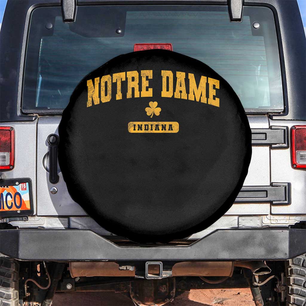 Notre Dame Indiana Spare Tire Cover Vintage Varsity Sports IN State Gold Shamrock