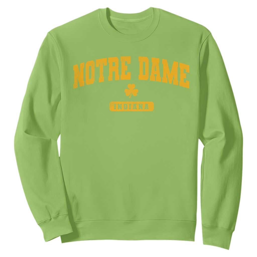 Notre Dame Indiana Sweatshirt Vintage Varsity Sports IN State Gold Shamrock