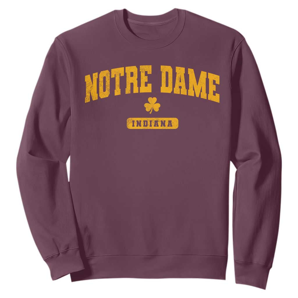 Notre Dame Indiana Sweatshirt Vintage Varsity Sports IN State Gold Shamrock
